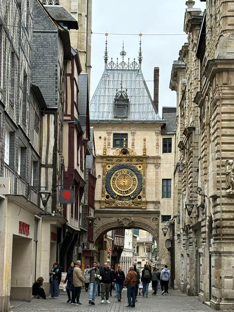 French Historic Street with Clock