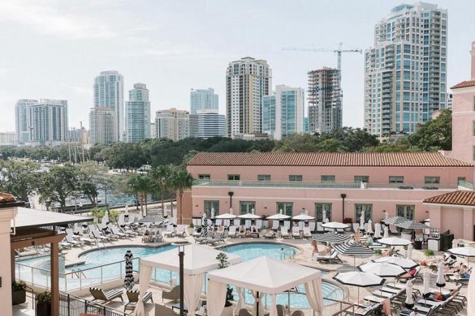 Florida pool by the skyline